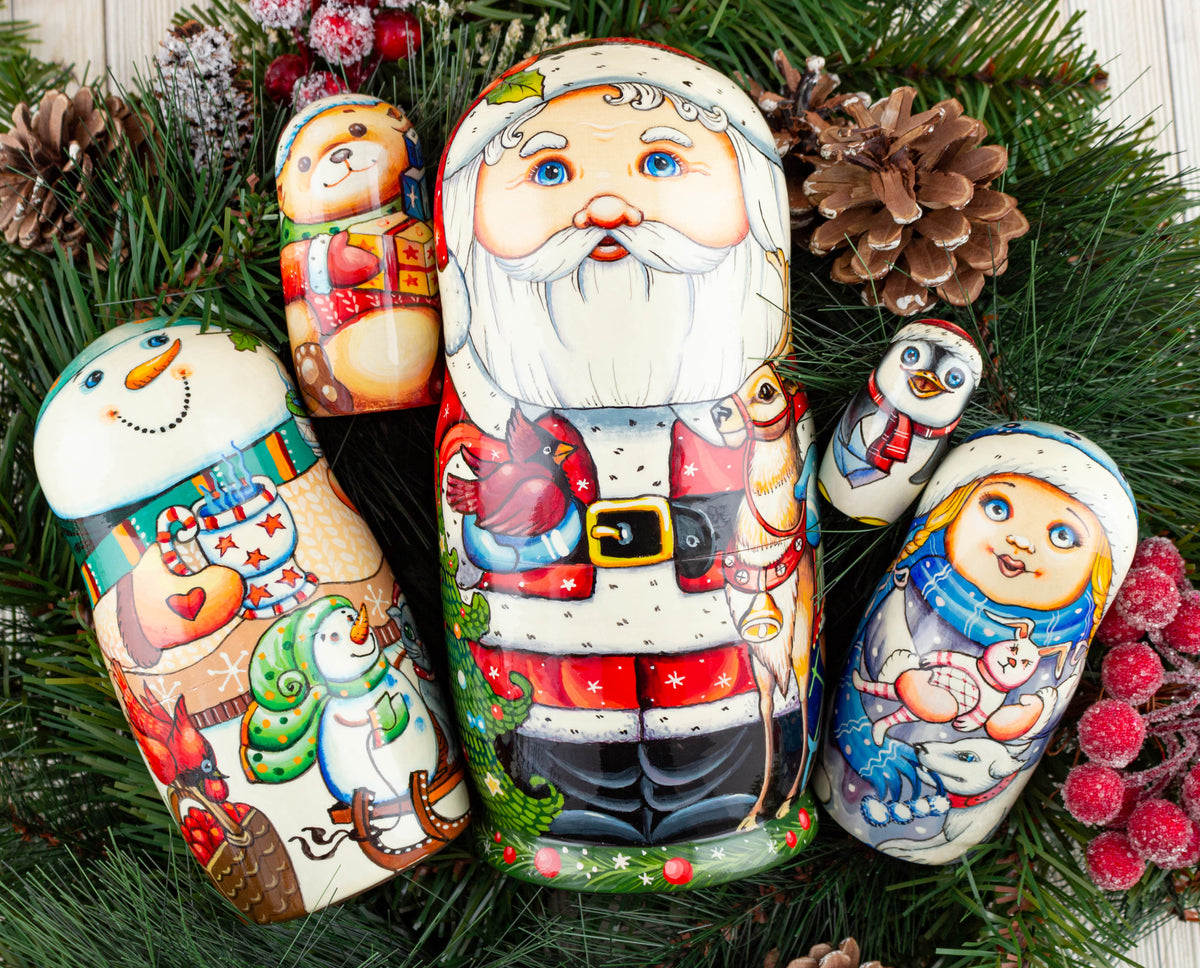 Christmas nesting dolls Christmas Russian nesting dolls Firebirdworkshop FirebirdWorkshop