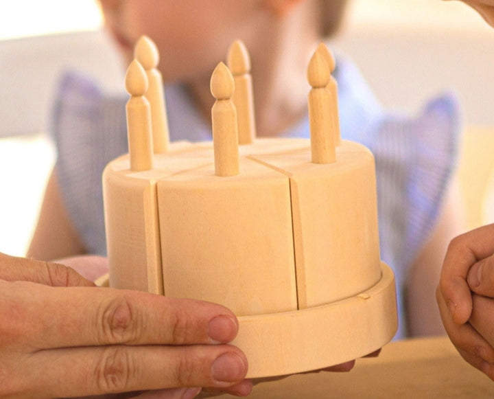Wooden birthday cake toy