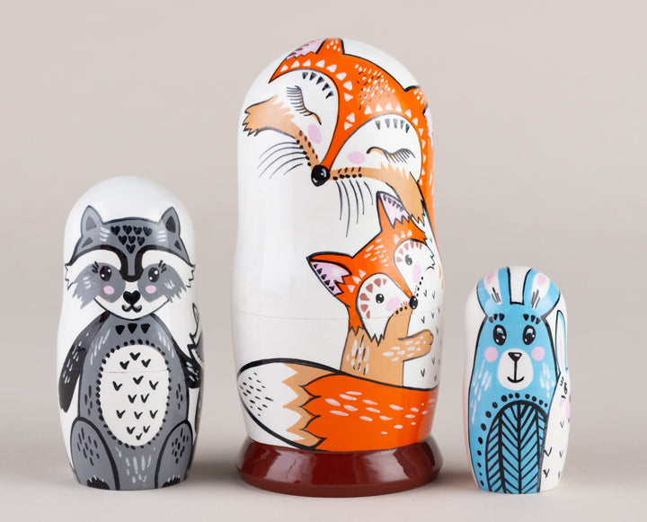 Matryoshka nesting dolls orange fox animal