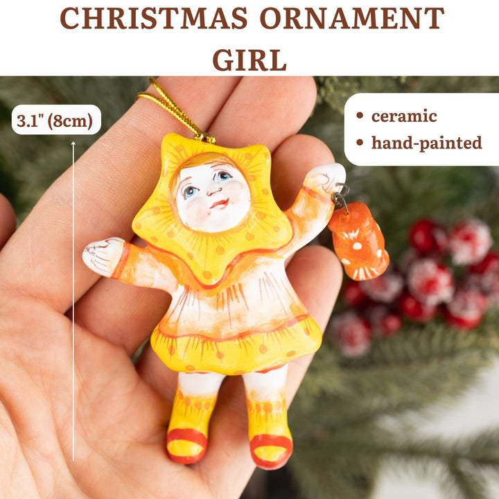 Christmas tree decorations "Girl with candy" ornaments