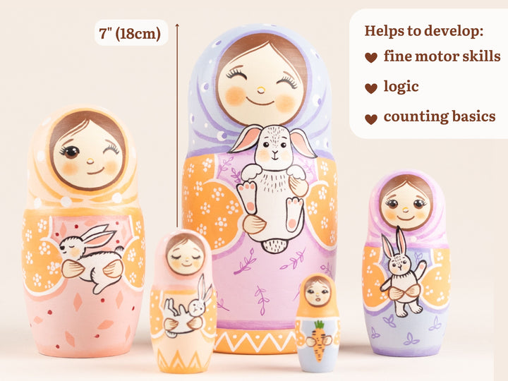 Nesting dolls for kids Matryoshka with Easter bunny