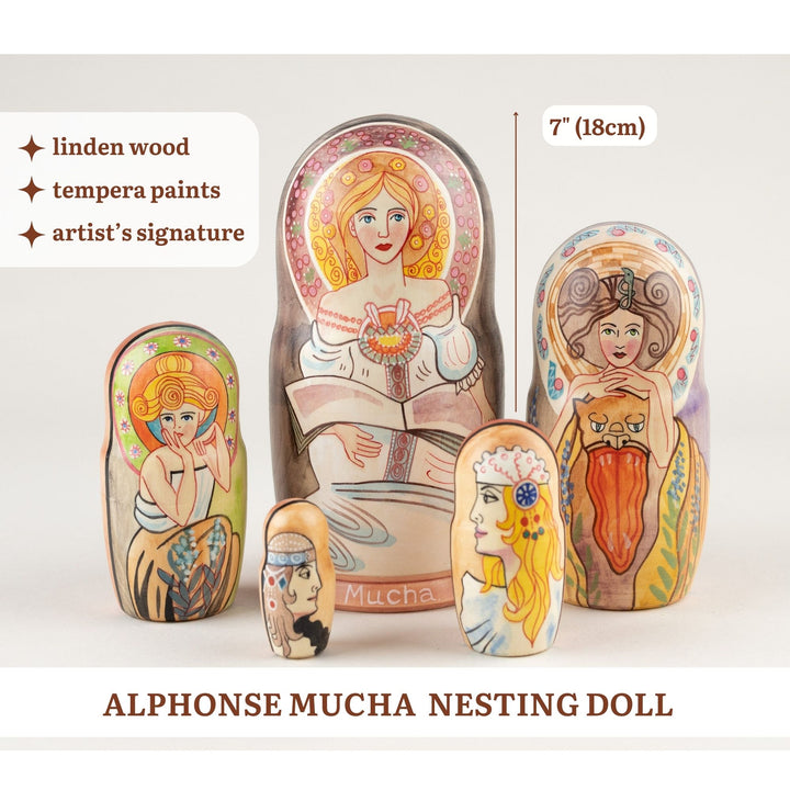 Nesting dolls Alphonse Mucha Art