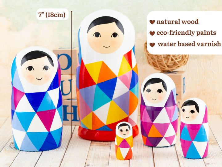 Matryoshka doll colorful triangles
