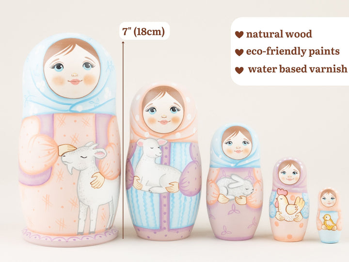 Matryoshka animals Nesting dolls for kids