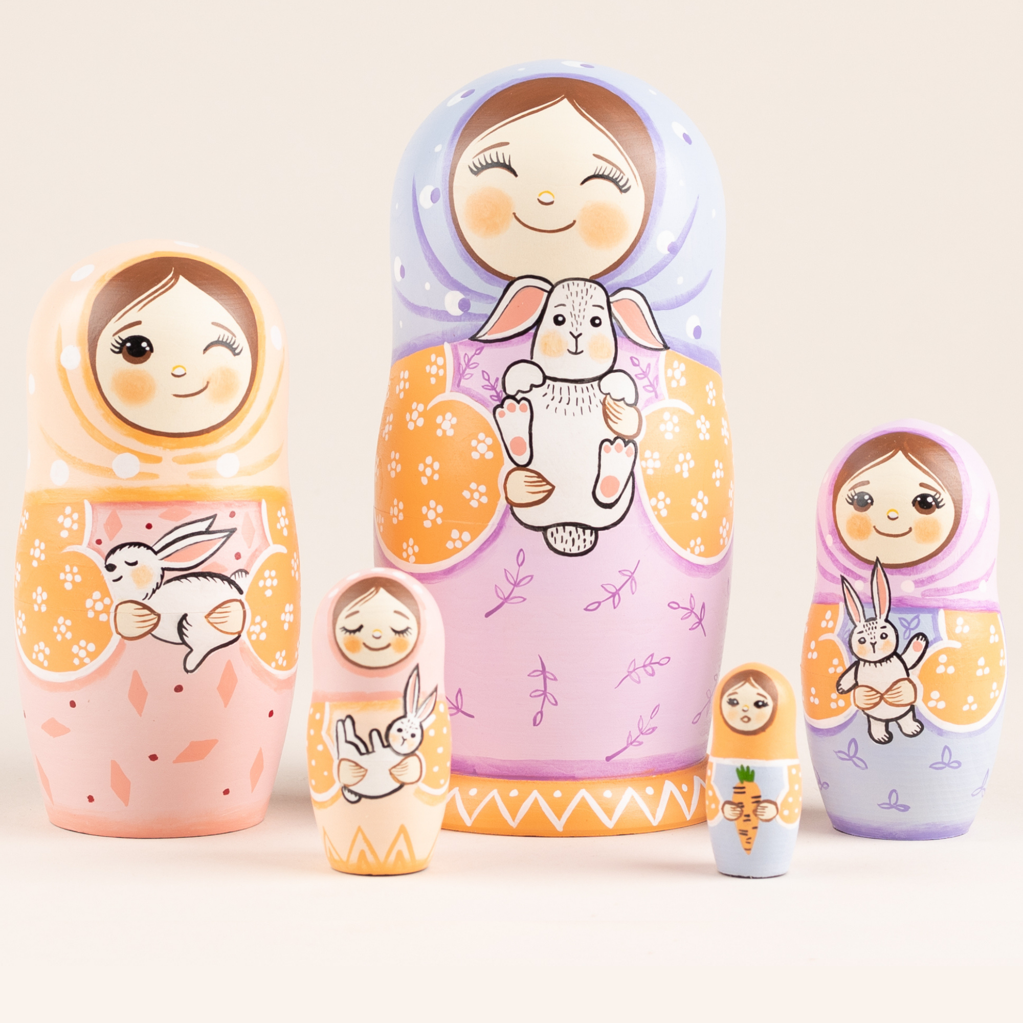 Nesting dolls for kids Easter bunny Firebirdworkshop