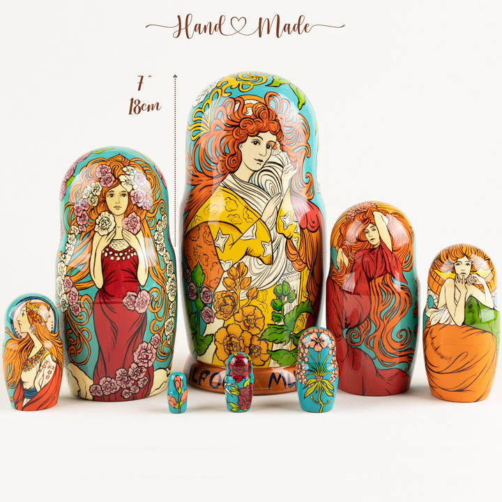 Alphonse Mucha Nesting dolls 8 pieces Matryoshka