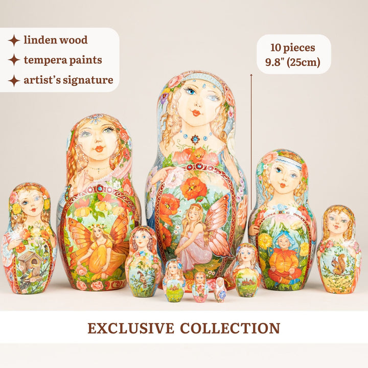Authentic Nesting dolls Fairy tale 10 pieces
