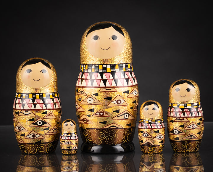 Modern nesting dolls gold Gustav Klimt