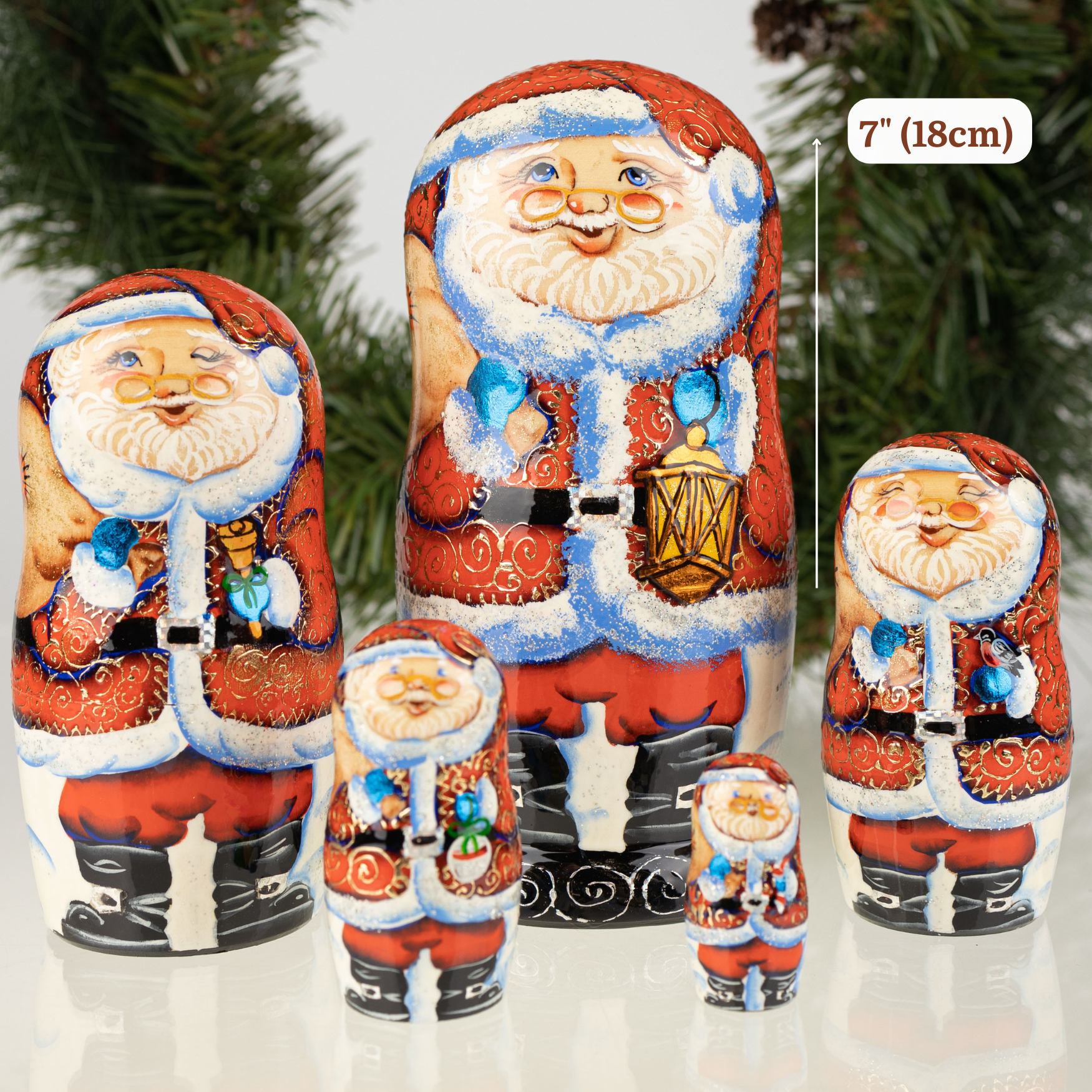 Christmas Nesting dolls with Santa 5 pieces