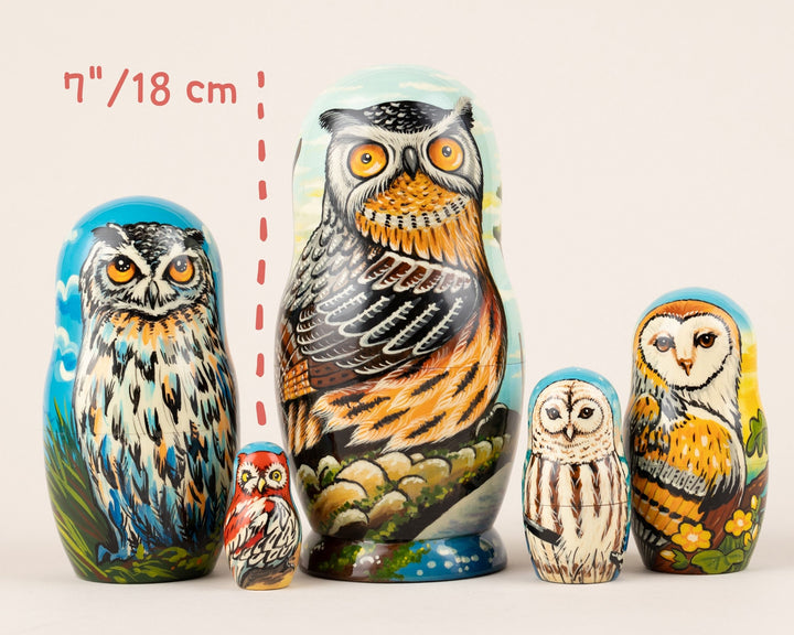 Matryoshka grey and white owl