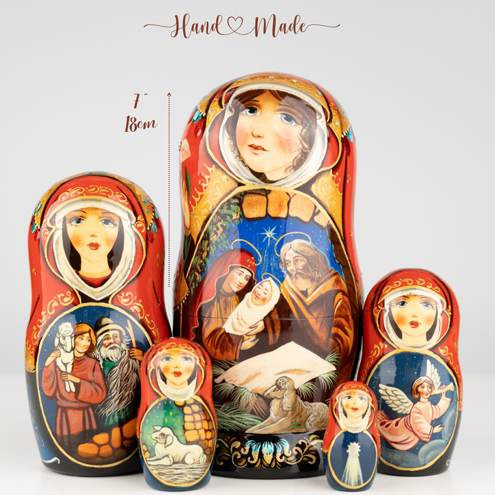 Nativity scene Nesting dolls  5 pieces 7"