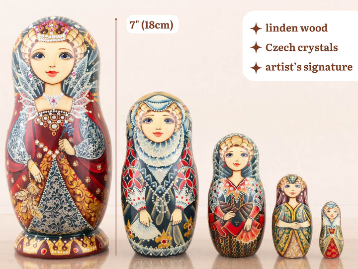 Nesting dolls red and gold "Empress"