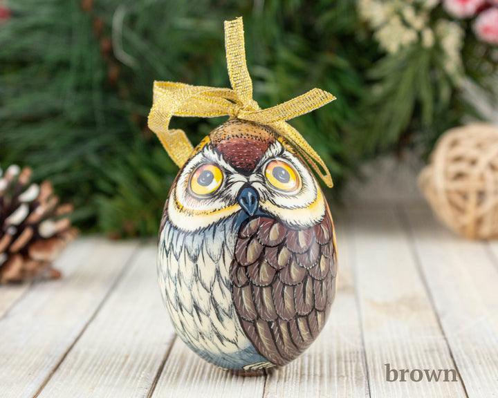 Christmas ornaments Owl Wooden easter egg
