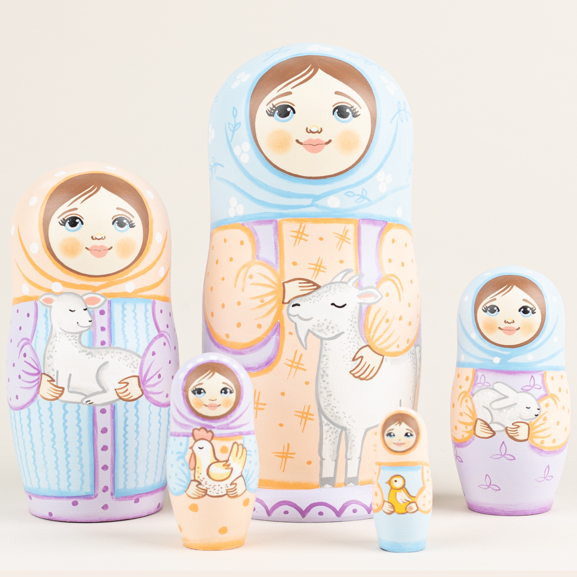 Nesting dolls animals sales