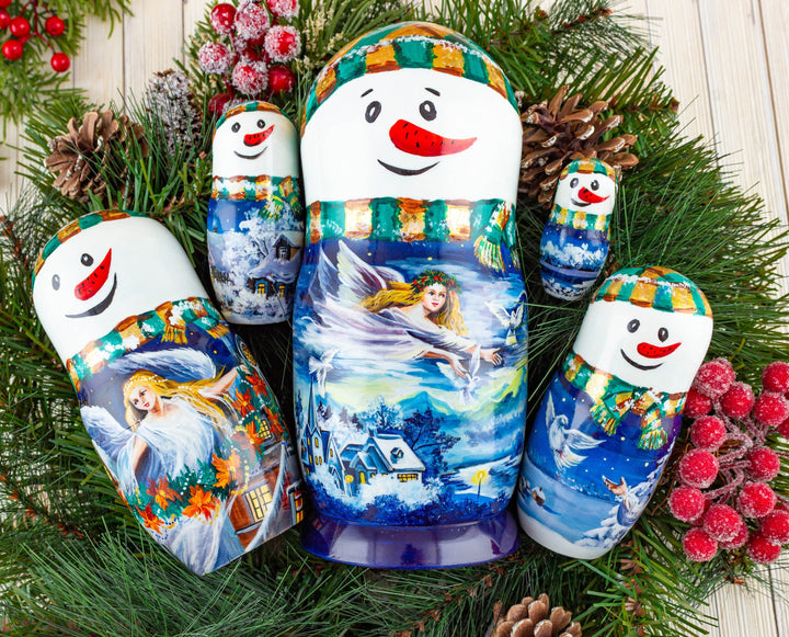 Christmas nesting dolls multicolored snowman