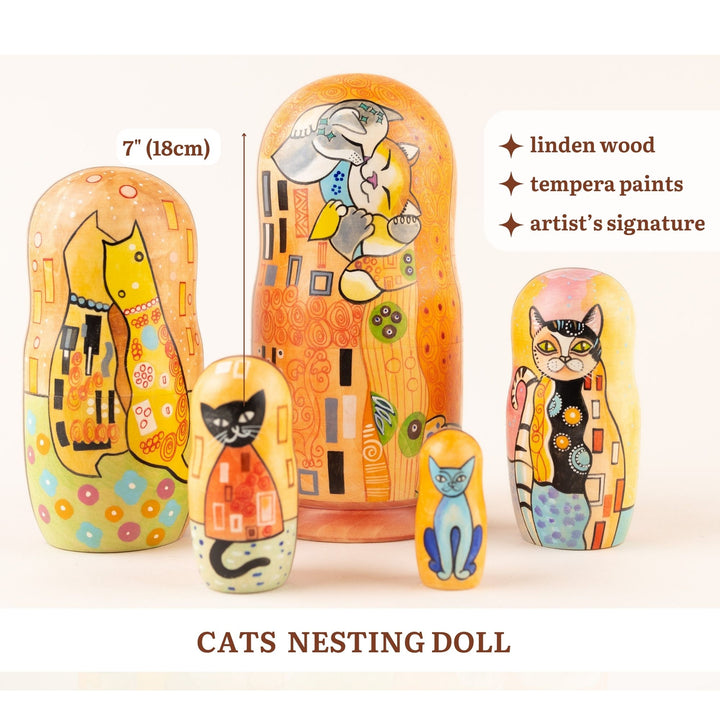 "Cats" Nesting dolls with Gustav Klimt paintings