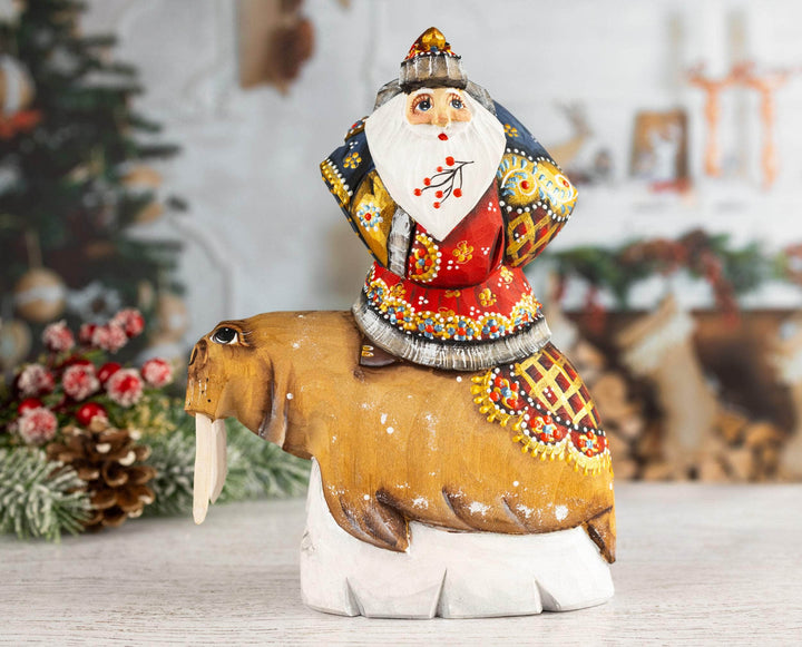 Carved Santa on the walrus figurine