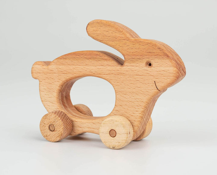 Kisds push toys | Wooden bunny baby push toy