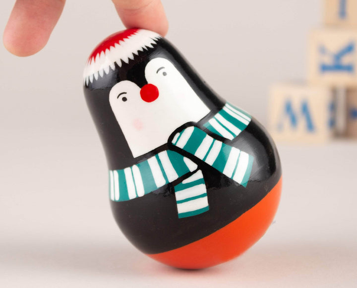 Roly-Poly doll Penguin wooden musical toy