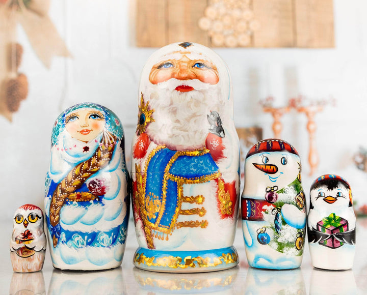 Russian Matryoshka Santa Claus nesting dolls