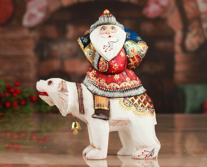 Santa Claus figurine with polar bear red and white