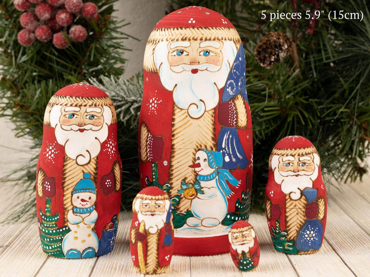 Santa Claus nesting dolls with Snowman