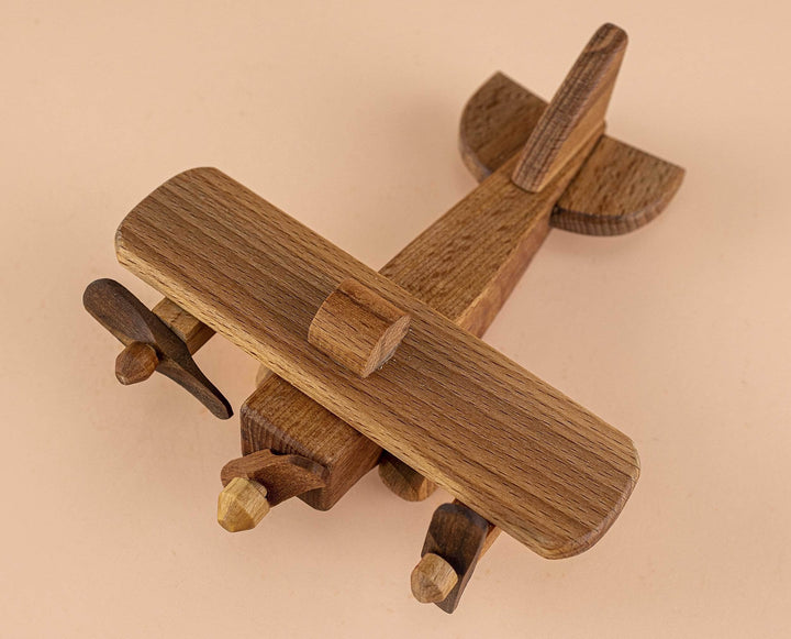 Wooden aircraft, toy wood biplane