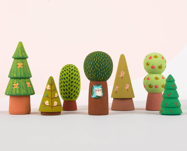 Wooden forest toy set Woodland Peg dolls set