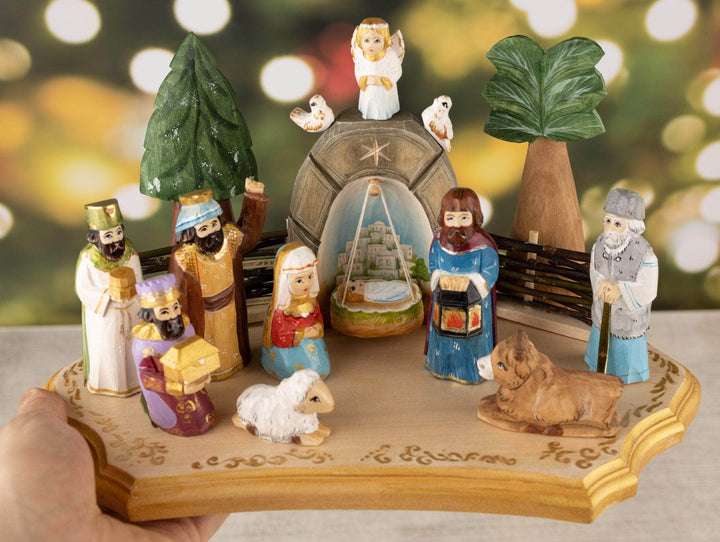 Wooden nativity set scene Baby Jesus