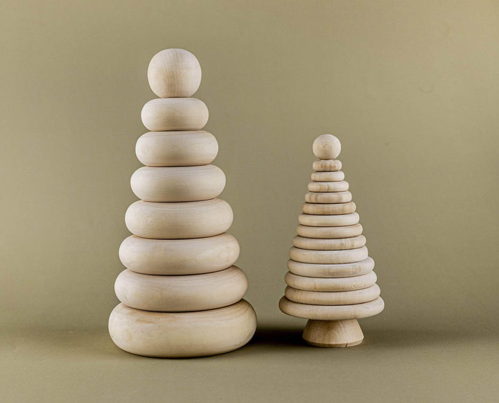 Wooden ring stacker Wooden stacking toy pyramid