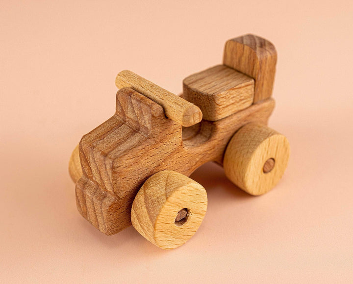 Wooden toy car brown pull toys for babies