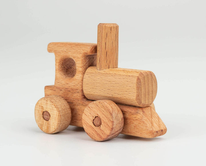 Wooden train, wooden toy car, wooden toy truck